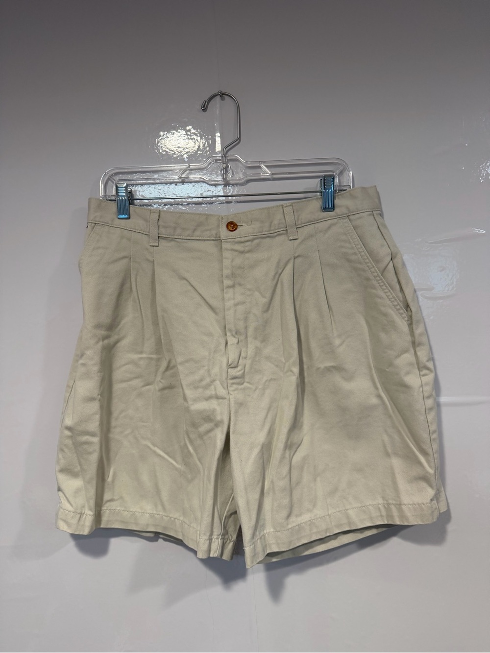 Chic by HIS Classic Pleated Cotton Shorts in Beige